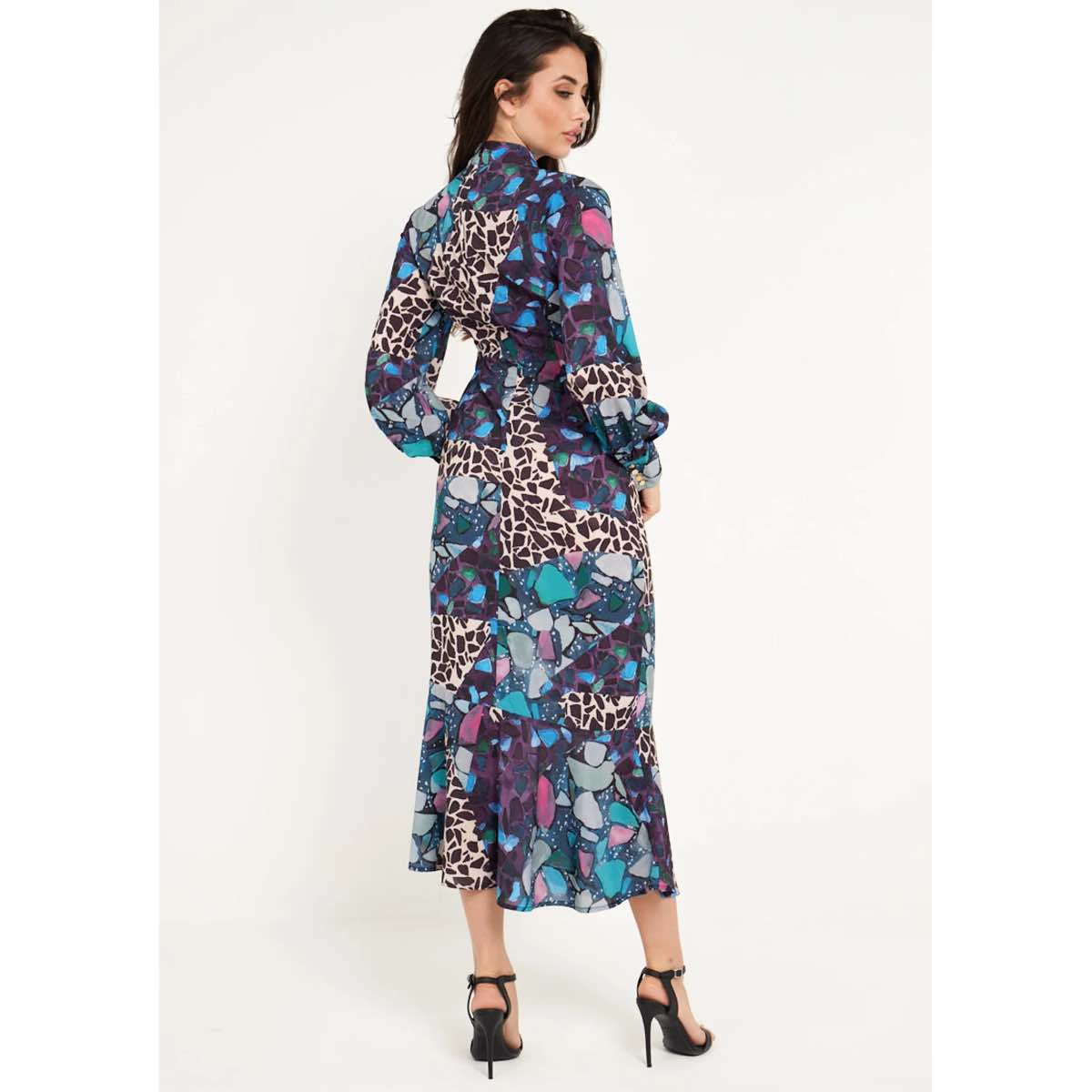 angeleye-high-neck-elegant-print-dress-purple-blue-back