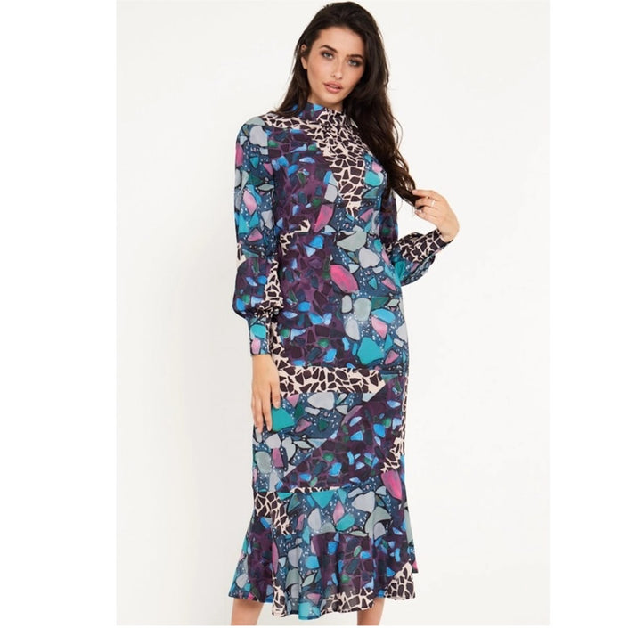 angeleye-high-neck-elegant-print-dress-purple-blue