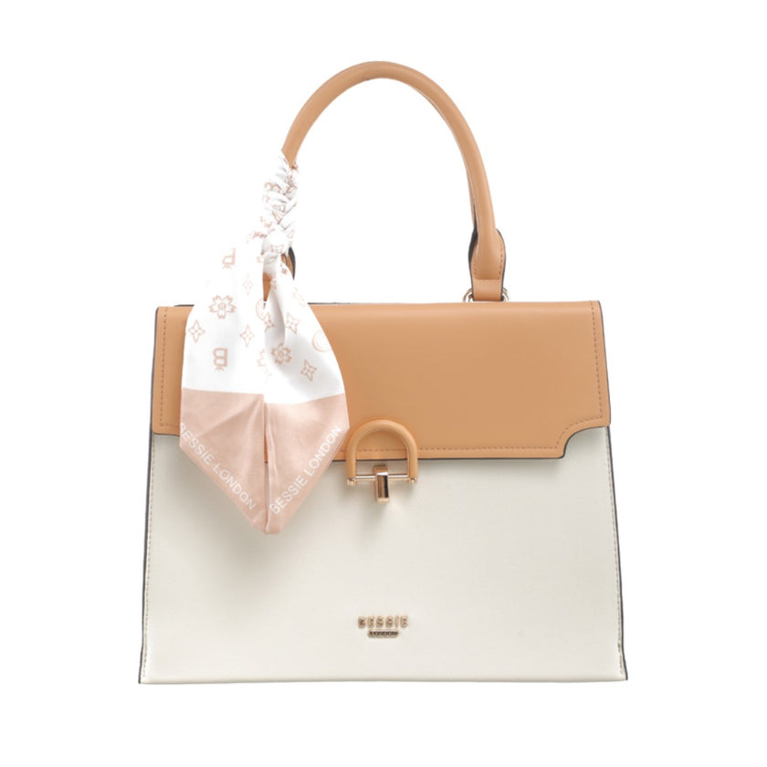 bessie-beige-white-bag-BB7274-scarf-embellishment