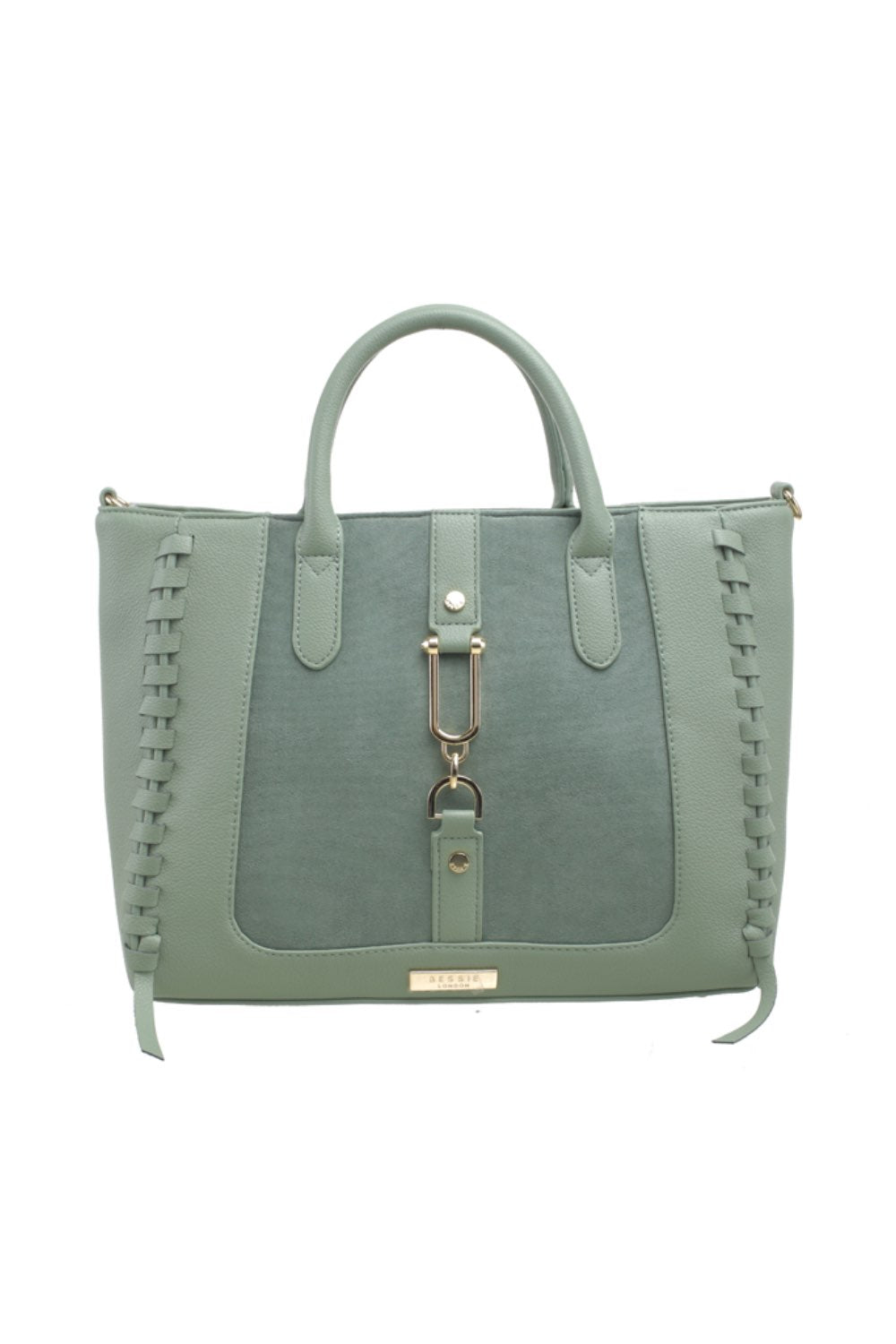 bessie-handbags-green-suede-front-panel-bag-BD6908-djv-boutique