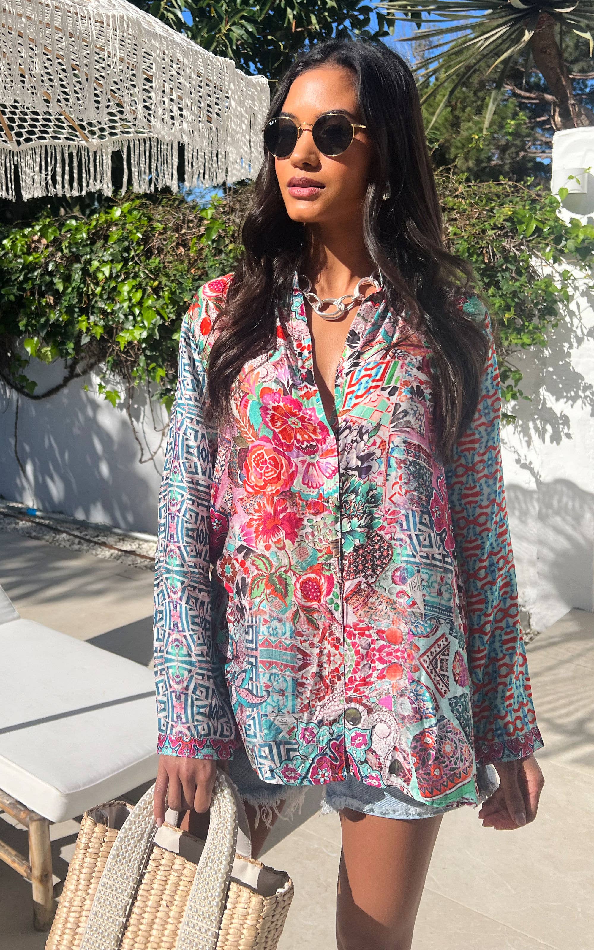 Angeleye Soft feel floral print shirt/blouse – pink