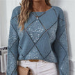 Loose Knit Sequin Hollow Jumper- Mid Blue