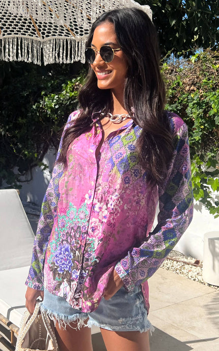 Angeleye Soft feel floral print shirt/blouse – pink