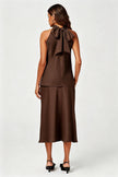 Brown Satin Halter Neck Top