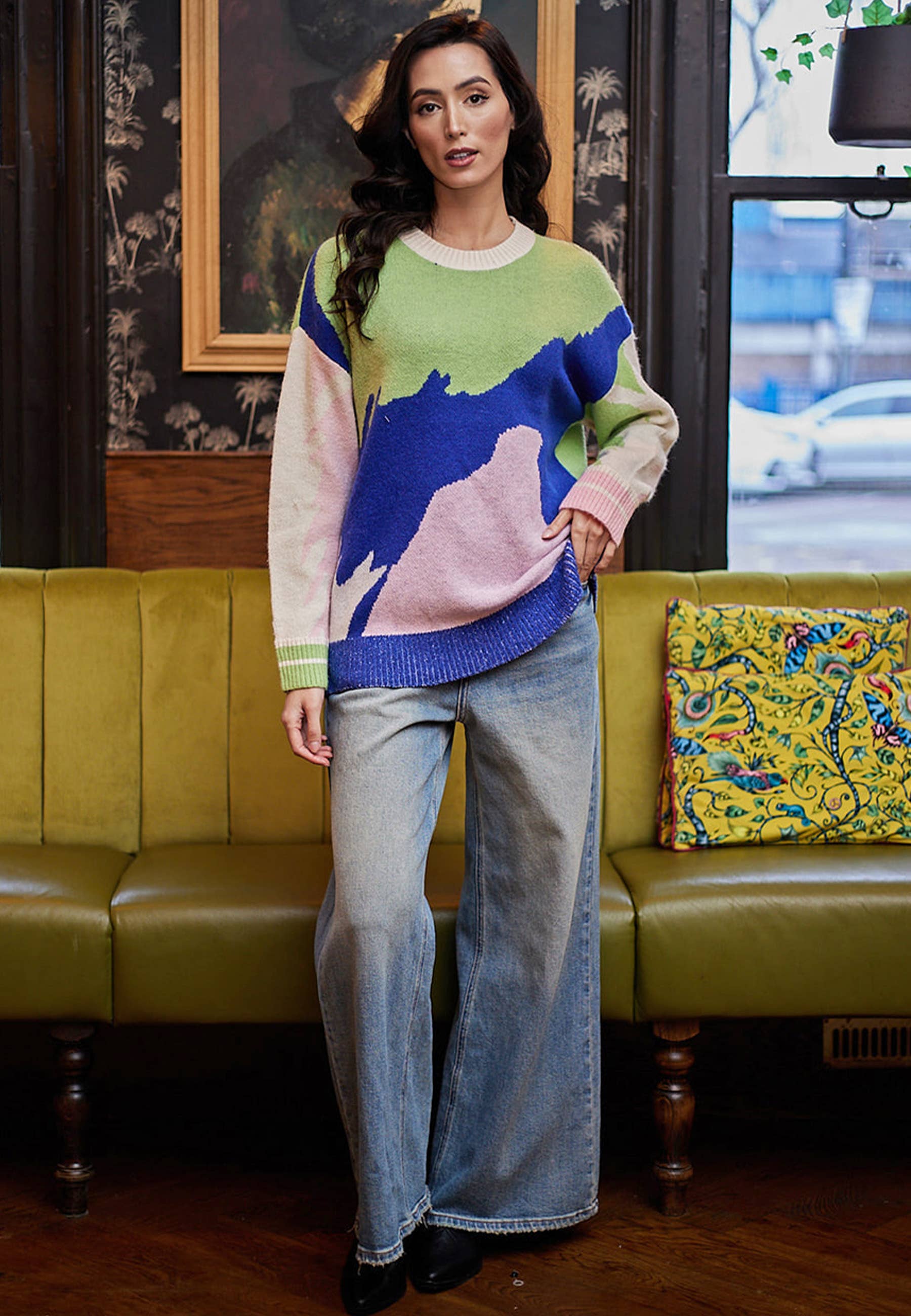 Angeleye Patchwork Col Block Jumper