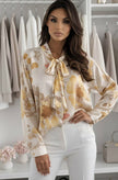 Retro Look Floral Tie-Neck Blouse