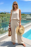 Crochet Back Top / Wide Leg Trouser