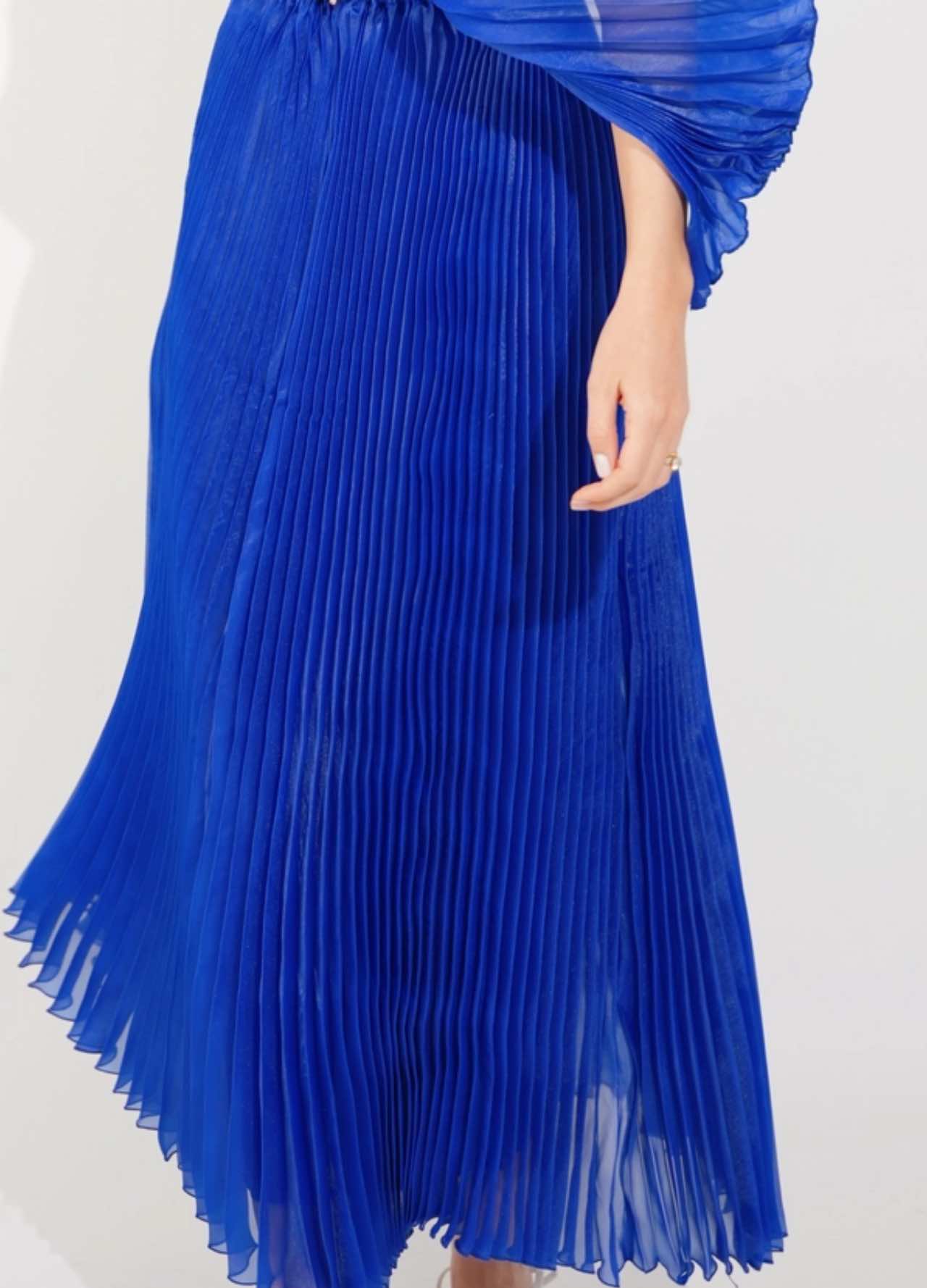 long-pleated-dress-cobalt-blue-with-pleated-cape-sleeve-djv-boutique