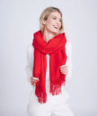 Pia Rossini Willow Red Oversized Soft Scarf with Raw Edges