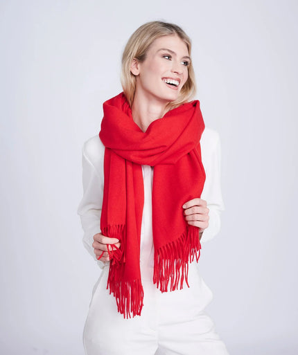 Pia Rossini Willow Red Oversized Soft Scarf with Raw Edges