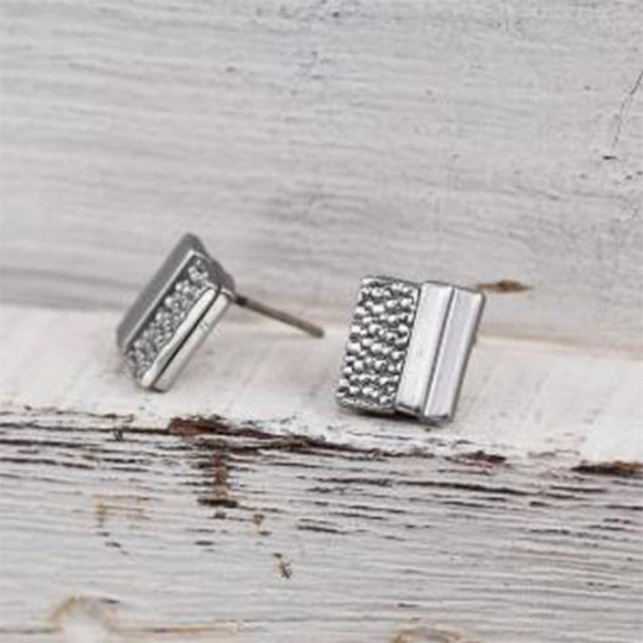 XS1164E_Embossed Rhodium Stud Earrings_DJV_Boutique