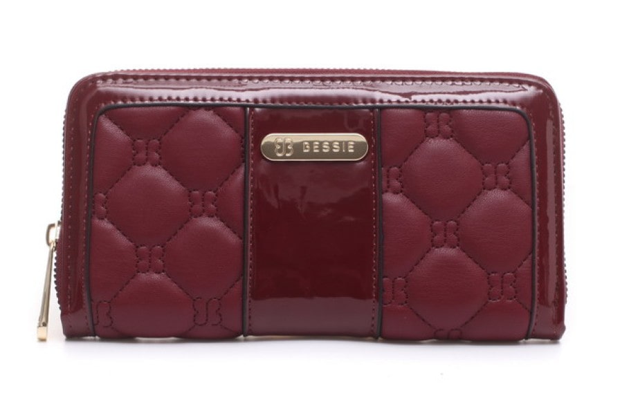 Bessie Padded Zip Around Purse/Wallet in Wine