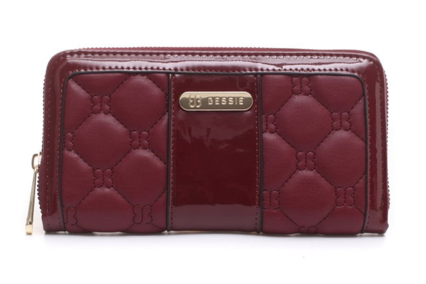 Bessie Padded Zip Around Purse/Wallet in Wine